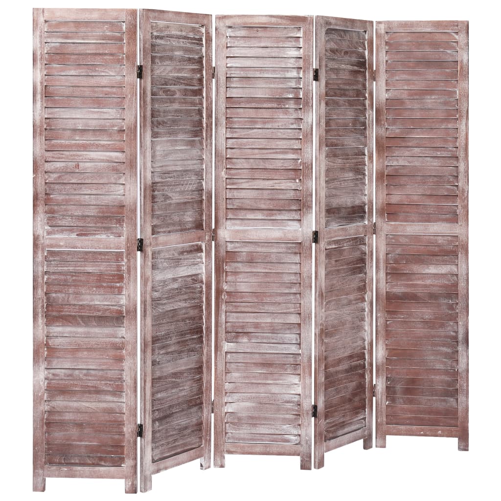 vidaXL 5-panels rumdeler 175 x 165 cm træ brun