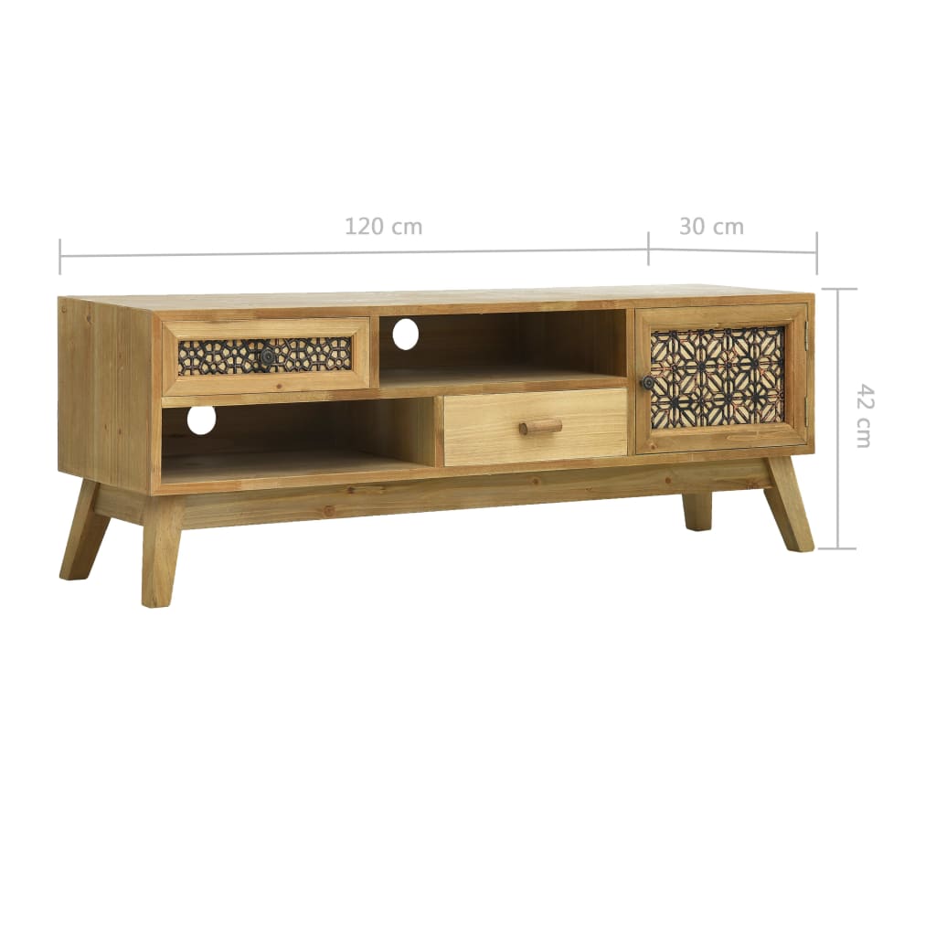 vidaXL tv-bord 120x30x42 cm udskåret design træ brun