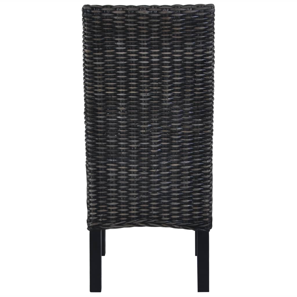 vidaXL spisebordsstole 4 stk. kubu-rattan og mangotræ sort