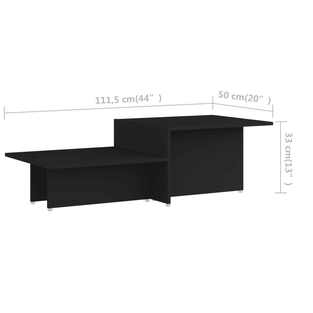 vidaXL sofabord 111,5x50x33 cm konstrueret træ sort