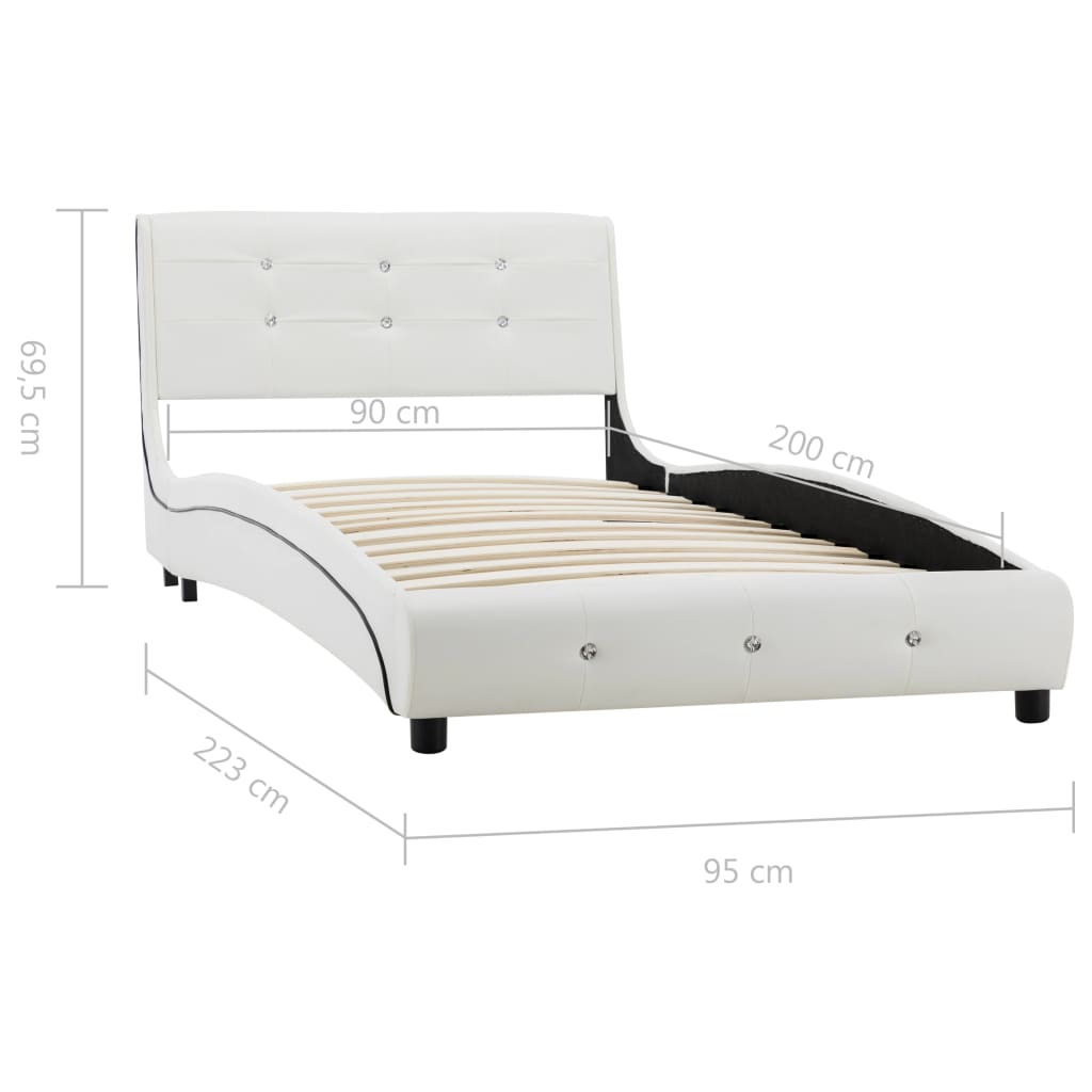 vidaXL seng med madras 90 x 200 cm kunstlæder hvid