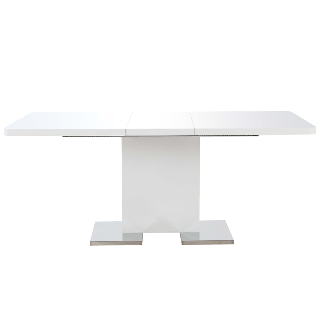 vidaXL udvideligt spisebord 180x90x76 cm MDF hvid højglans