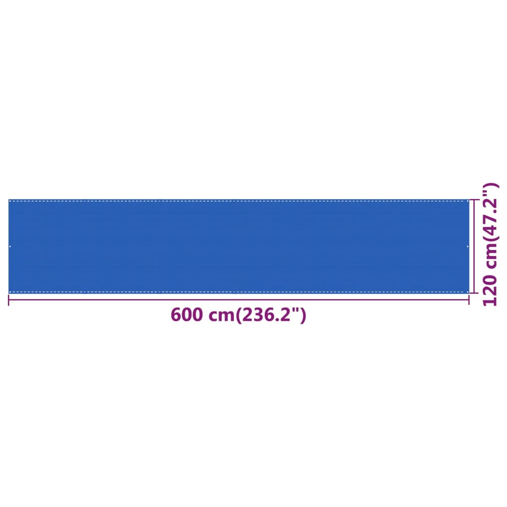 vidaXL altanafskærmning 120x600 cm HDPE blå