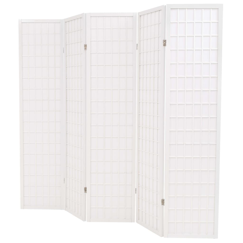 vidaXL foldbar 5-panels rumdeler japansk stil 200 x 170 cm hvid