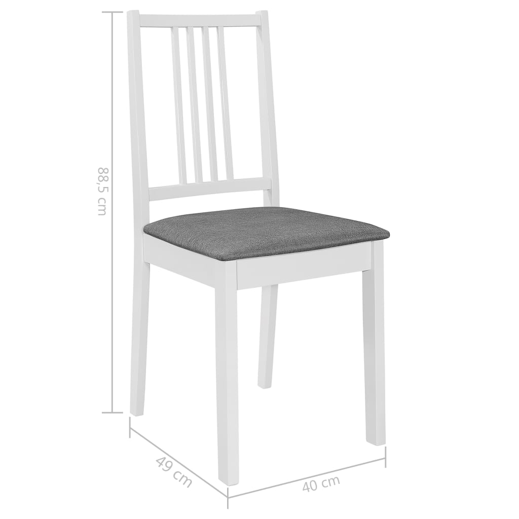 vidaXL spisebordsstole med hynder 4 stk. massivt træ hvid