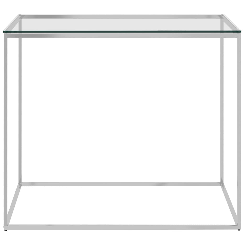 vidaXL sofabord 50x50x43 cm rustfrit stål og glas sølvfarvet