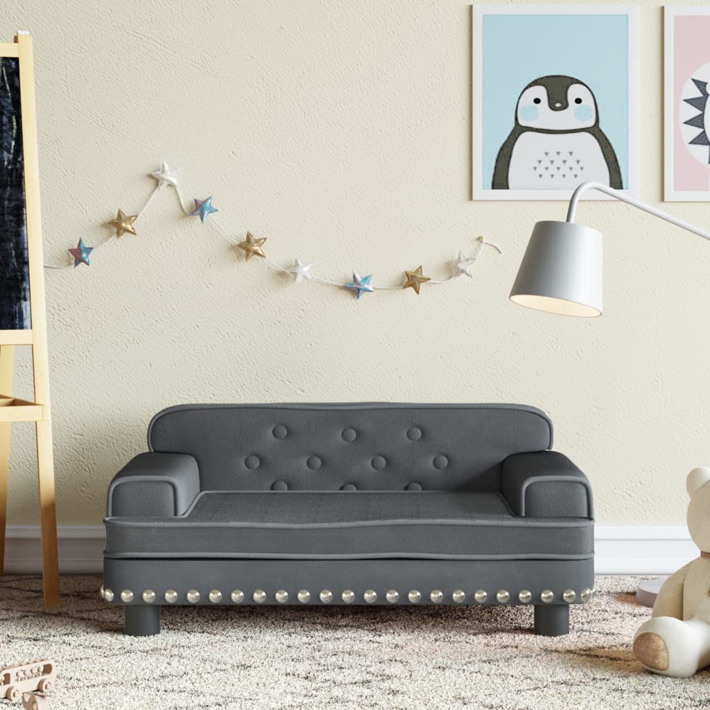 vidaXL sofa til børn 70x45x30 cm fløjl mørkegrå