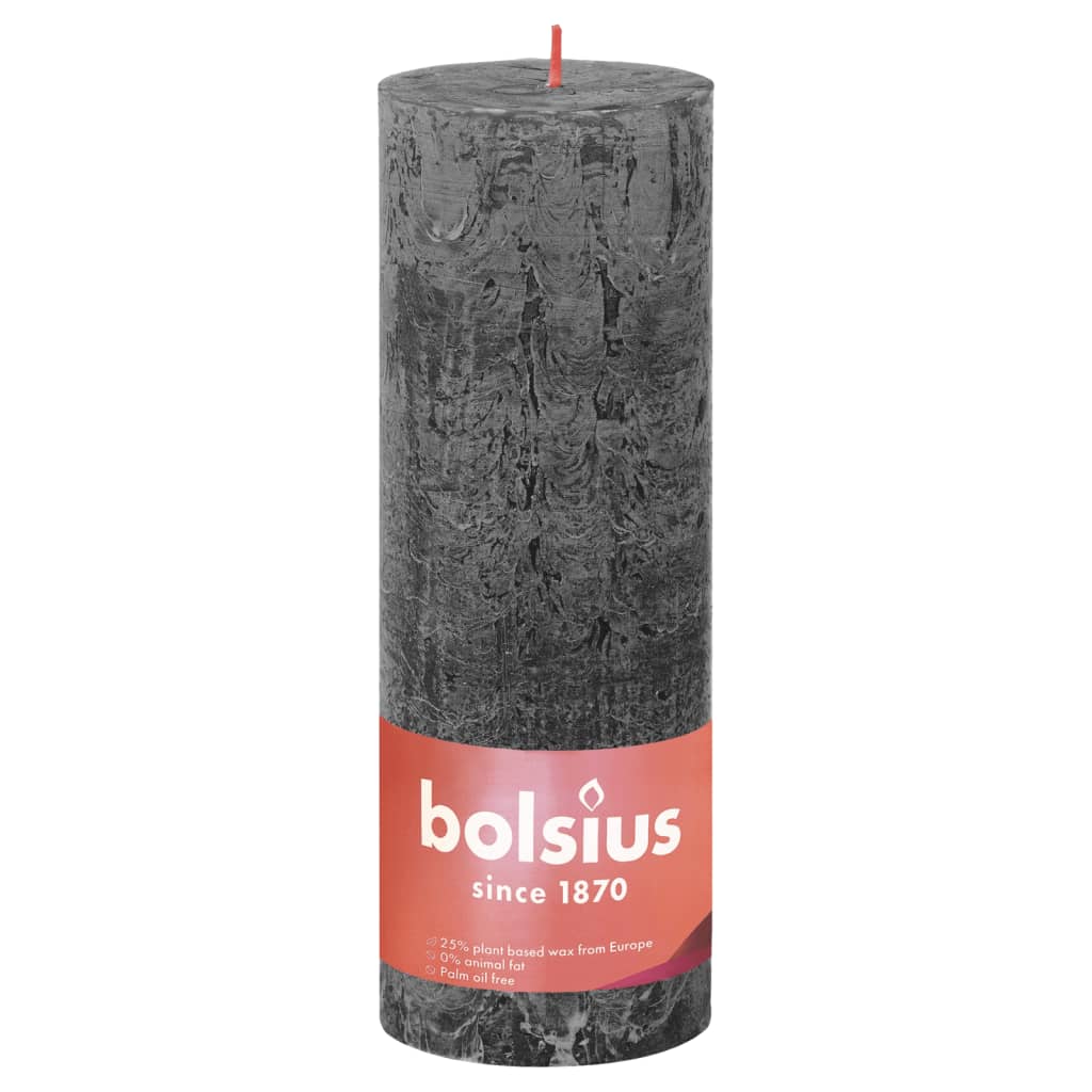 Bolsius rustikke søjlestearinlys Shine 4 stk. 190x68 mm stormgrå