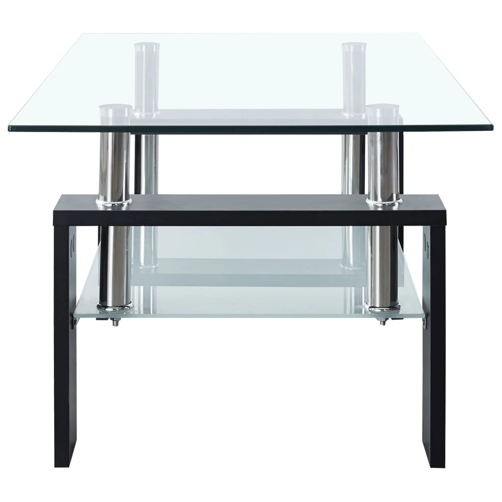 vidaXL sofabord 95x55x40 cm hærdet glas sort og transparent