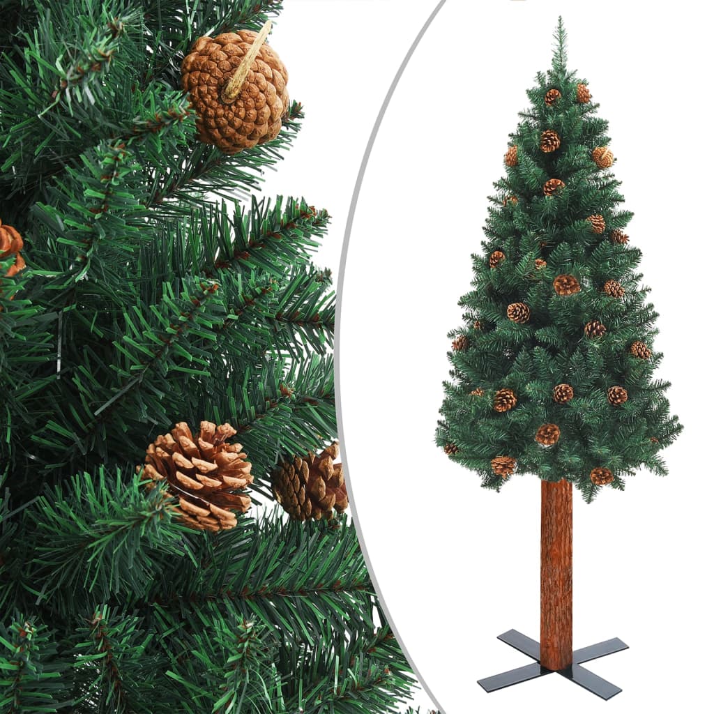 vidaXL smalt juletræ med lys og kuglesæt 150 cm grøn