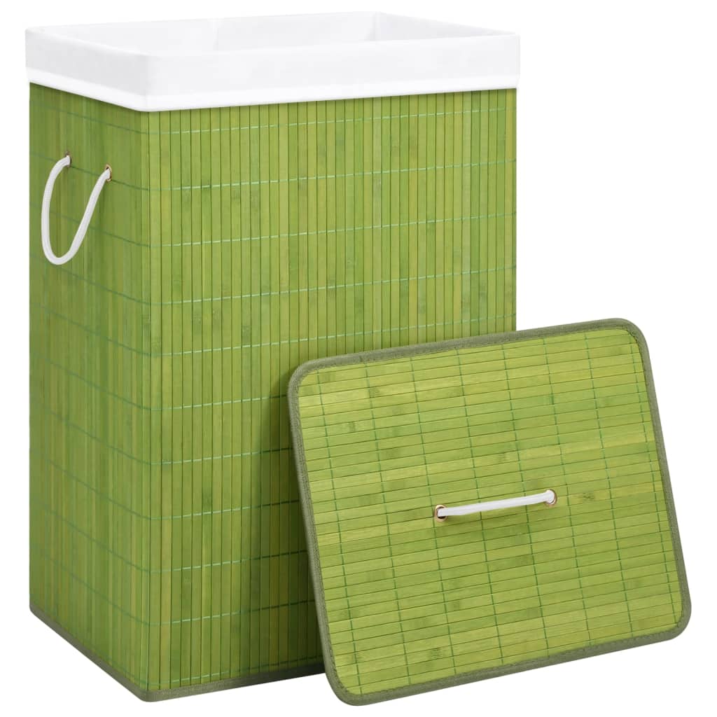 vidaXL vasketøjskurv med 1 rum bambus grøn