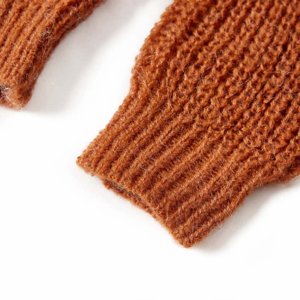 Sweater til børn str. 92 strikket cognacfarvet