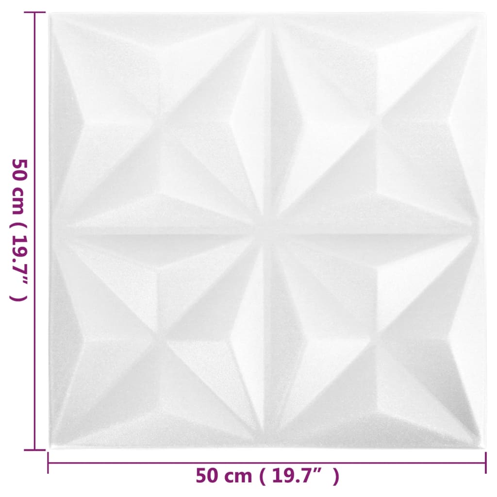 vidaXL 3D-vægpaneler 48 stk. 50x50 cm 12 m² origami hvid