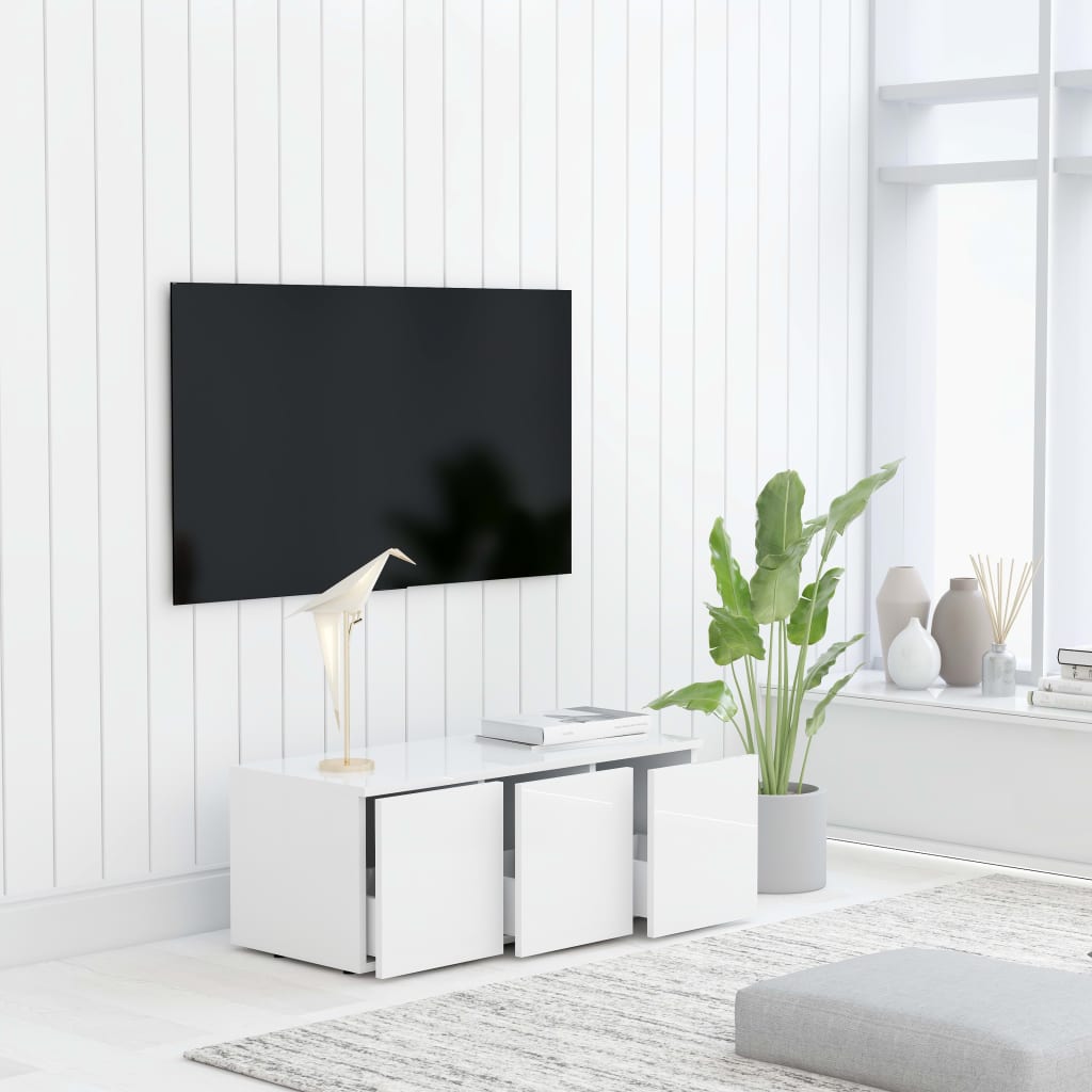 vidaXL tv-skab 80x34x30 cm spånplade hvid højglans