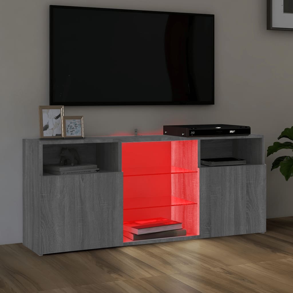 vidaXL tv-bord med LED-lys 120x30x50 cm grå sonoma-eg