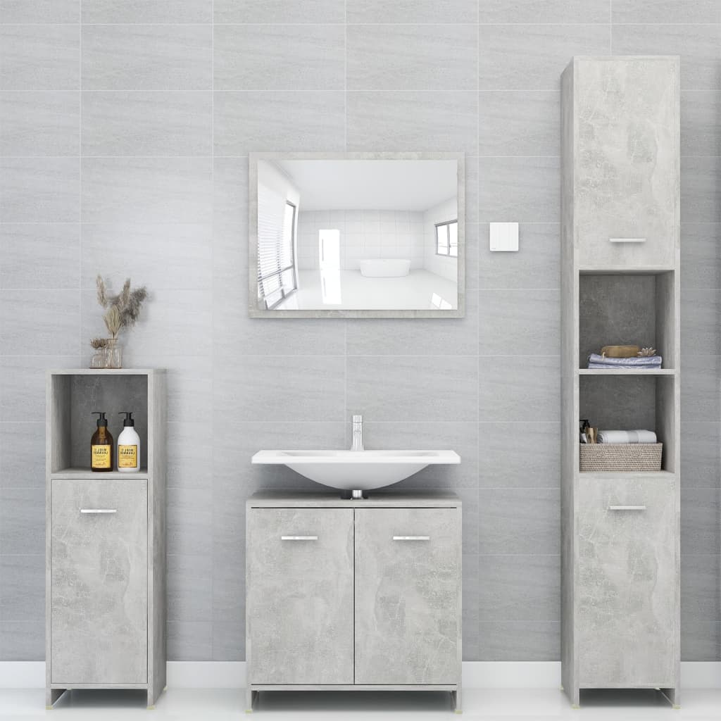 vidaXL badeværelsesmøbelsæt 4 dele spånplade betongrå