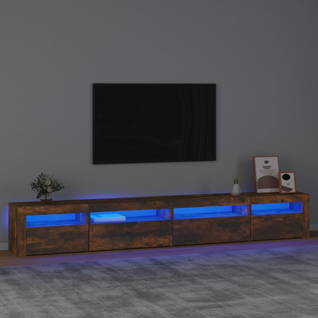 vidaXL tv-skab med LED-lys 270x35x40 cm røget egetræ
