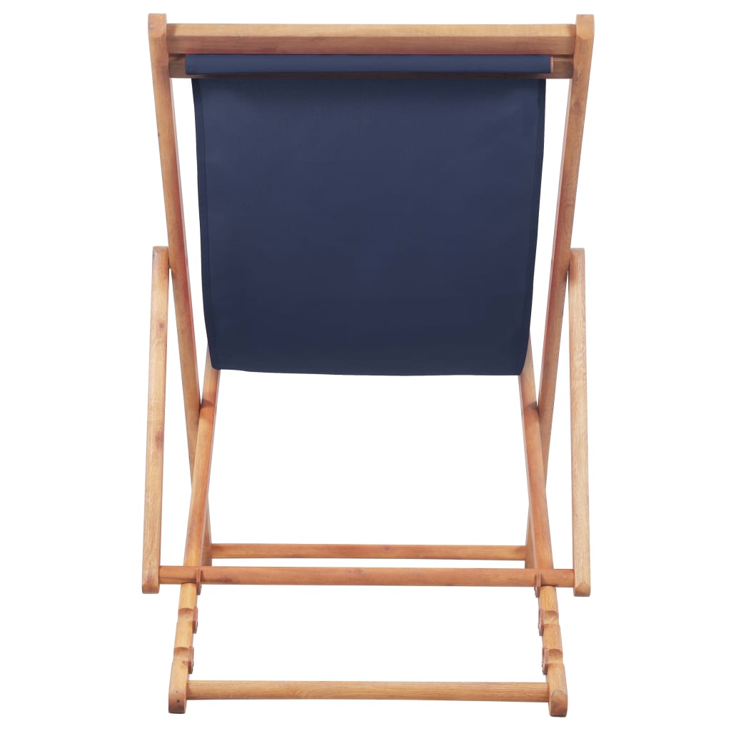 vidaXL foldbar strandstol stof og træstel blå
