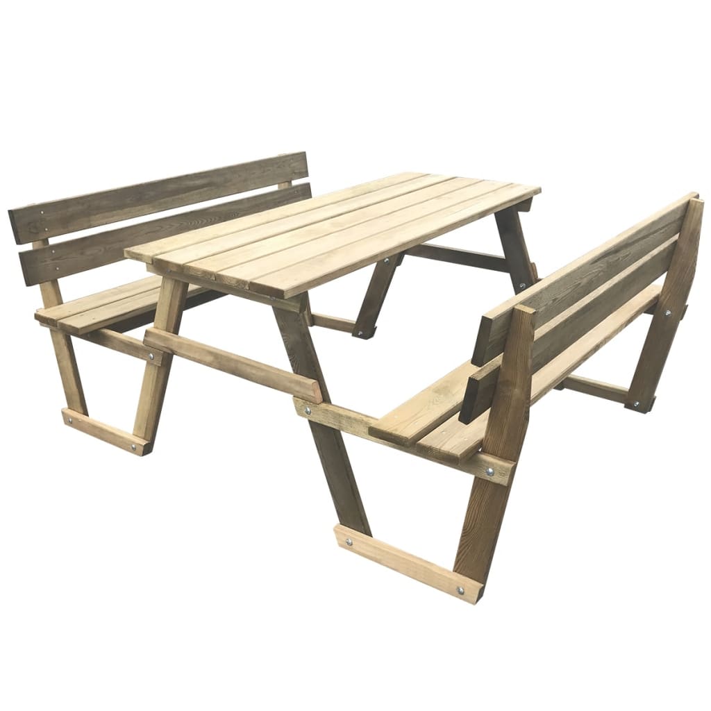 vidaXL picnicbord med bænke 150 x 184 x 80 cm imprægneret fyrretræ