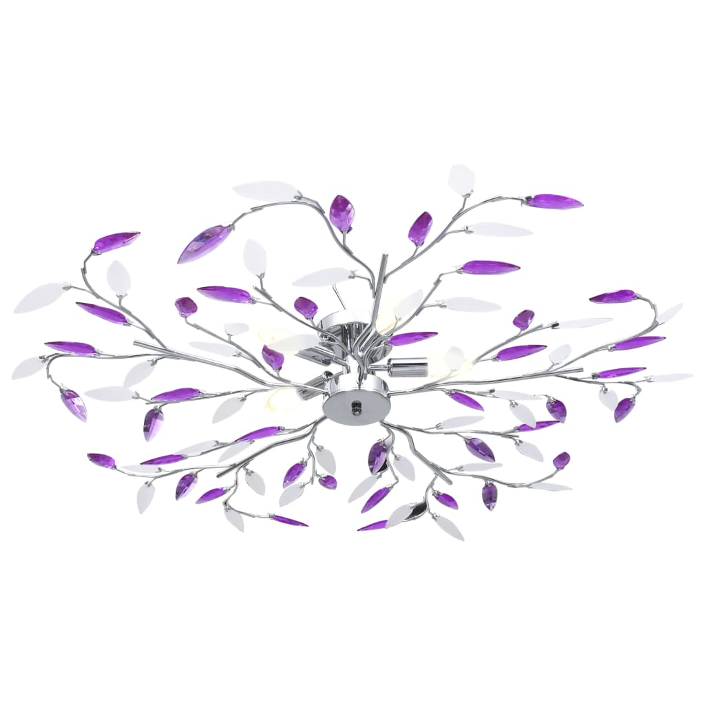 vidaXL loftslampe med krystalblade akryl til 5 E14-pærer lilla