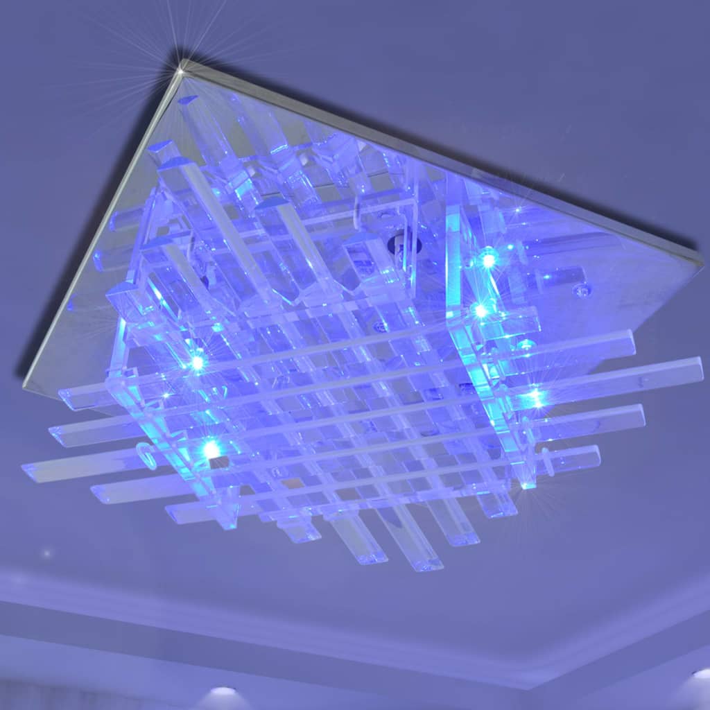 Firkantet RGB LED loftslampe med glas strips