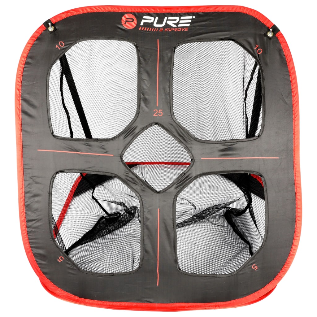 Pure2Improve pop-up-træningsnet til golf 82 x 80 x 88 cm sort og rød