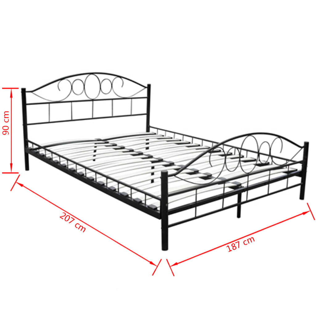 vidaXL seng med madras sort metal 180 x 200 cm