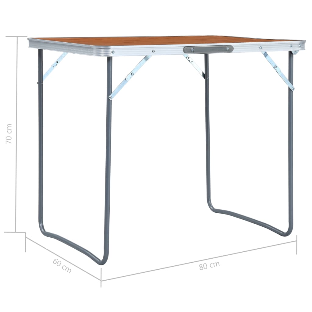 vidaXL foldbart campingbord med metalstel 80 x 60 cm