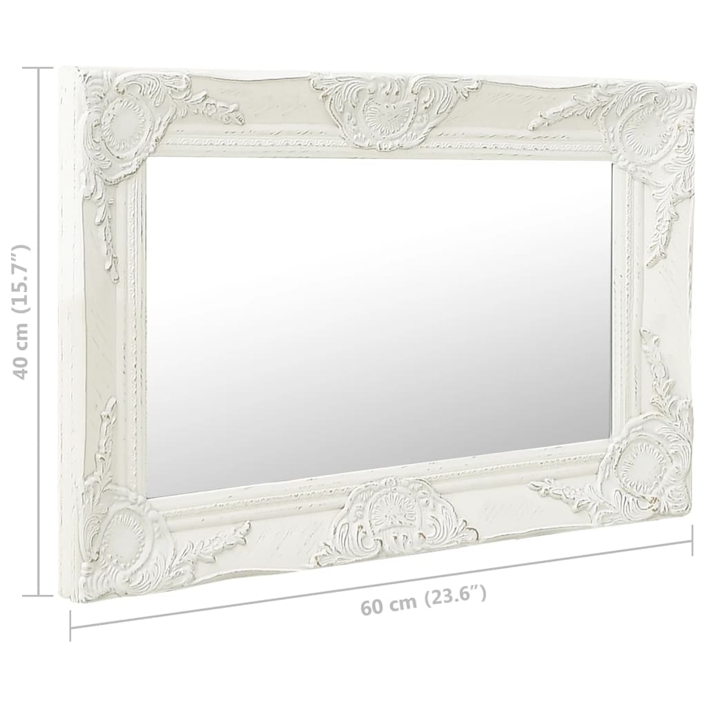 vidaXL vægspejl barokstil 60x40 cm hvid