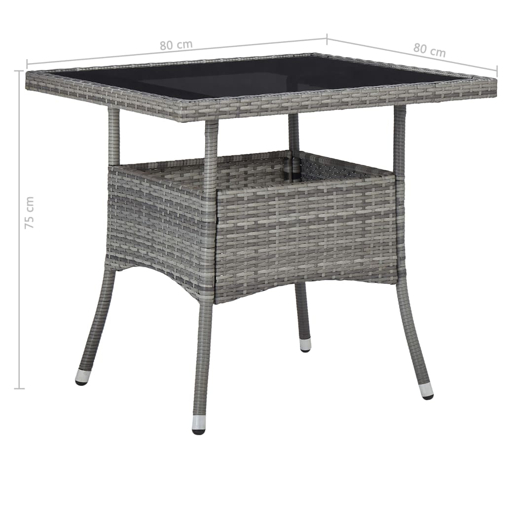 vidaXL spisebordssæt til haven 5 dele polyrattan og glas grå