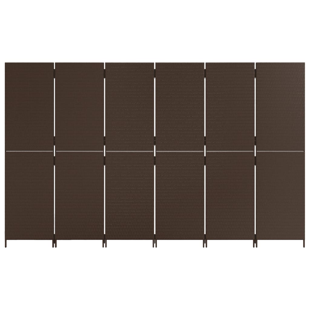 vidaXL rumdeler 6 paneler polyrattan brun