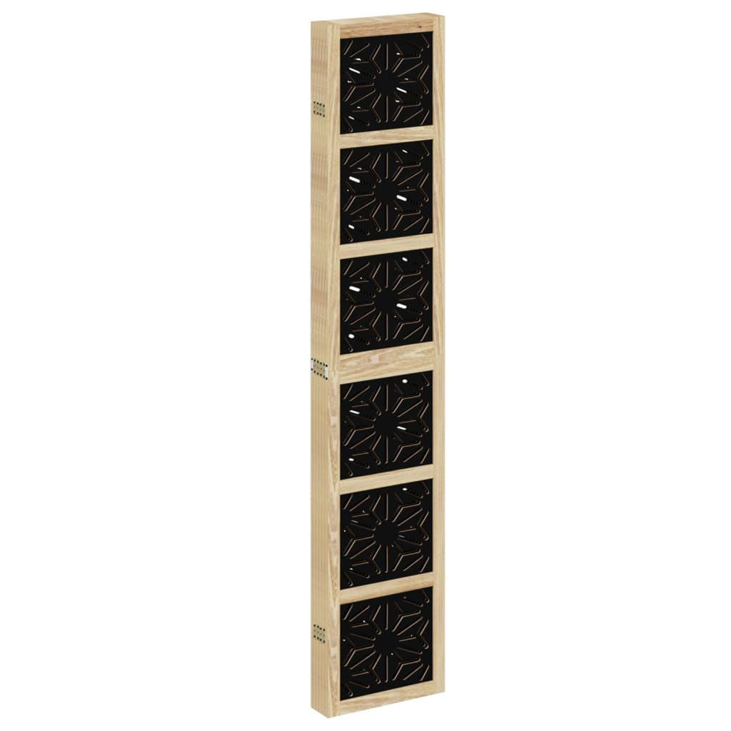 vidaXL rumdeler 6 paneler massivt kejsertræ brun og sort