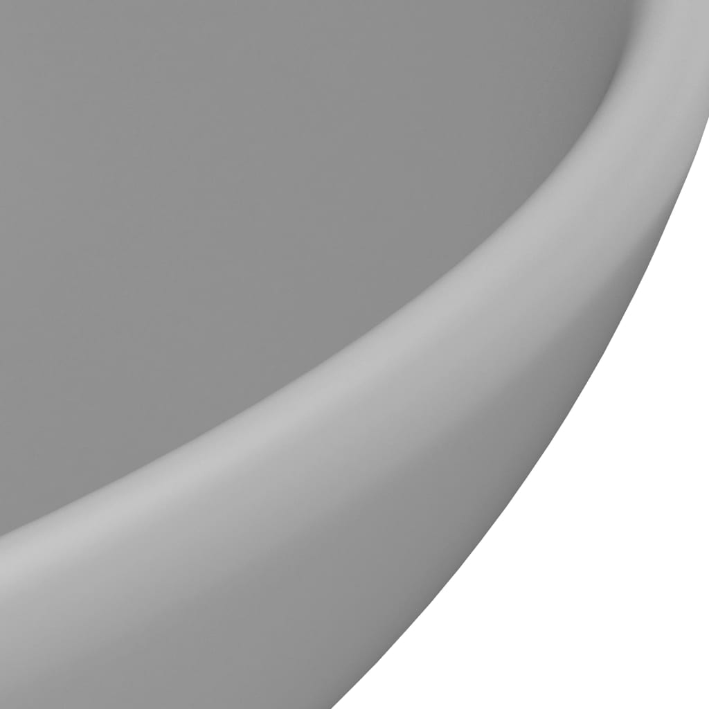 vidaXL luksuriøs håndvask 32,5x14 cm rund keramisk mat lysegrå
