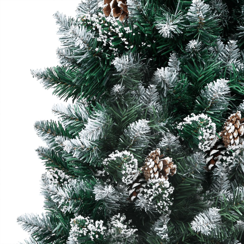 vidaXL juletræ med sne + lys + julekugler og grankogler 180 cm