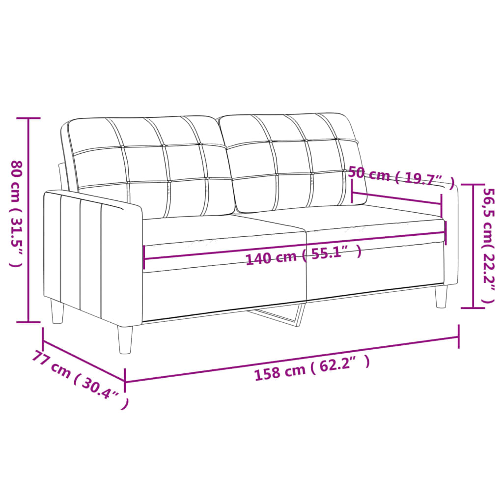 vidaXL 2-personers sofa 140 cm stof cremefarvet