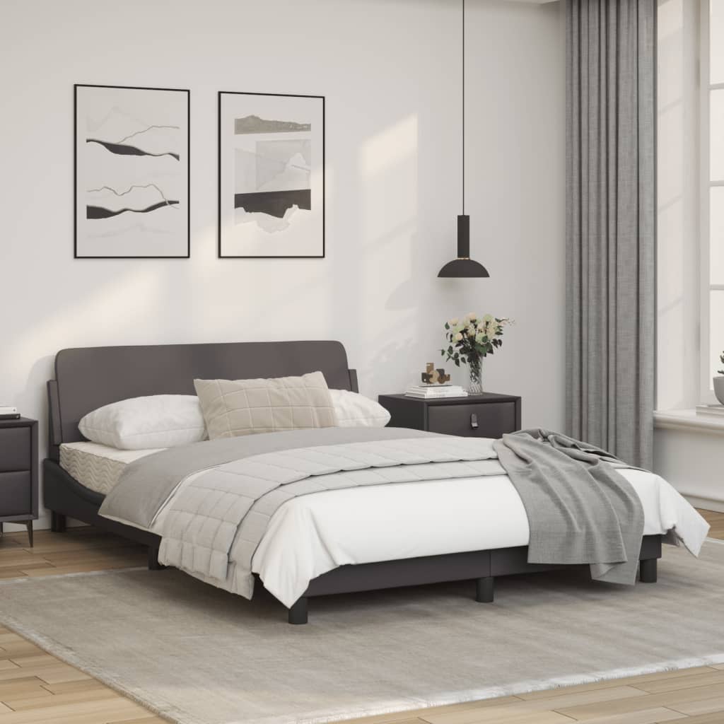 vidaXL sengeramme med sengegavl 140x200 cm kunstlæder grå