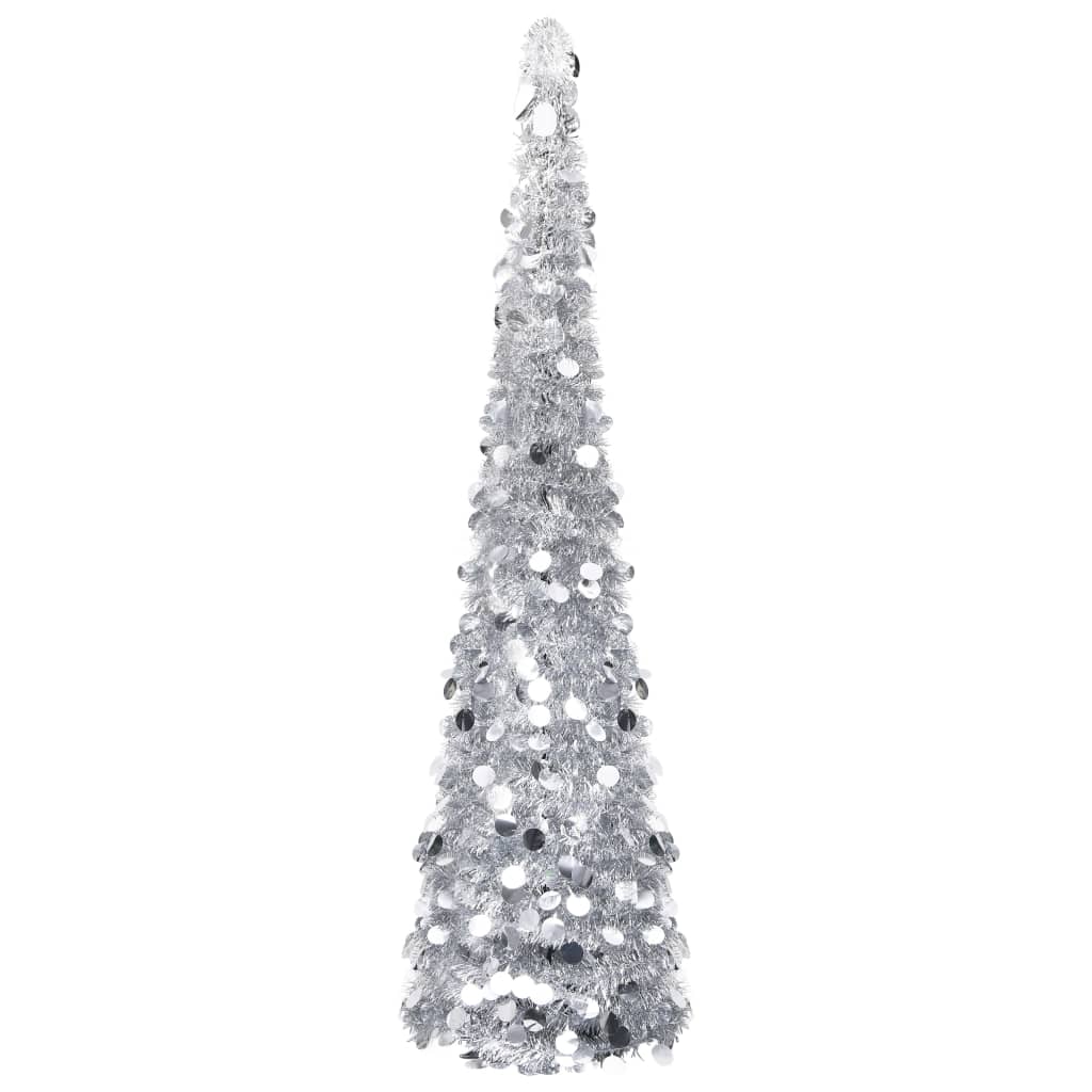 vidaXL kunstigt pop op-juletræ 180 cm PET sølvfarvet