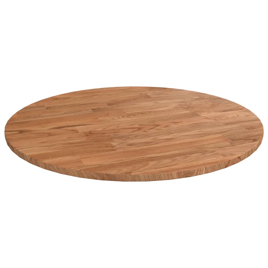 vidaXL rund bordplade Ø40x1,5 cm behandlet massivt egetræ lysebrun