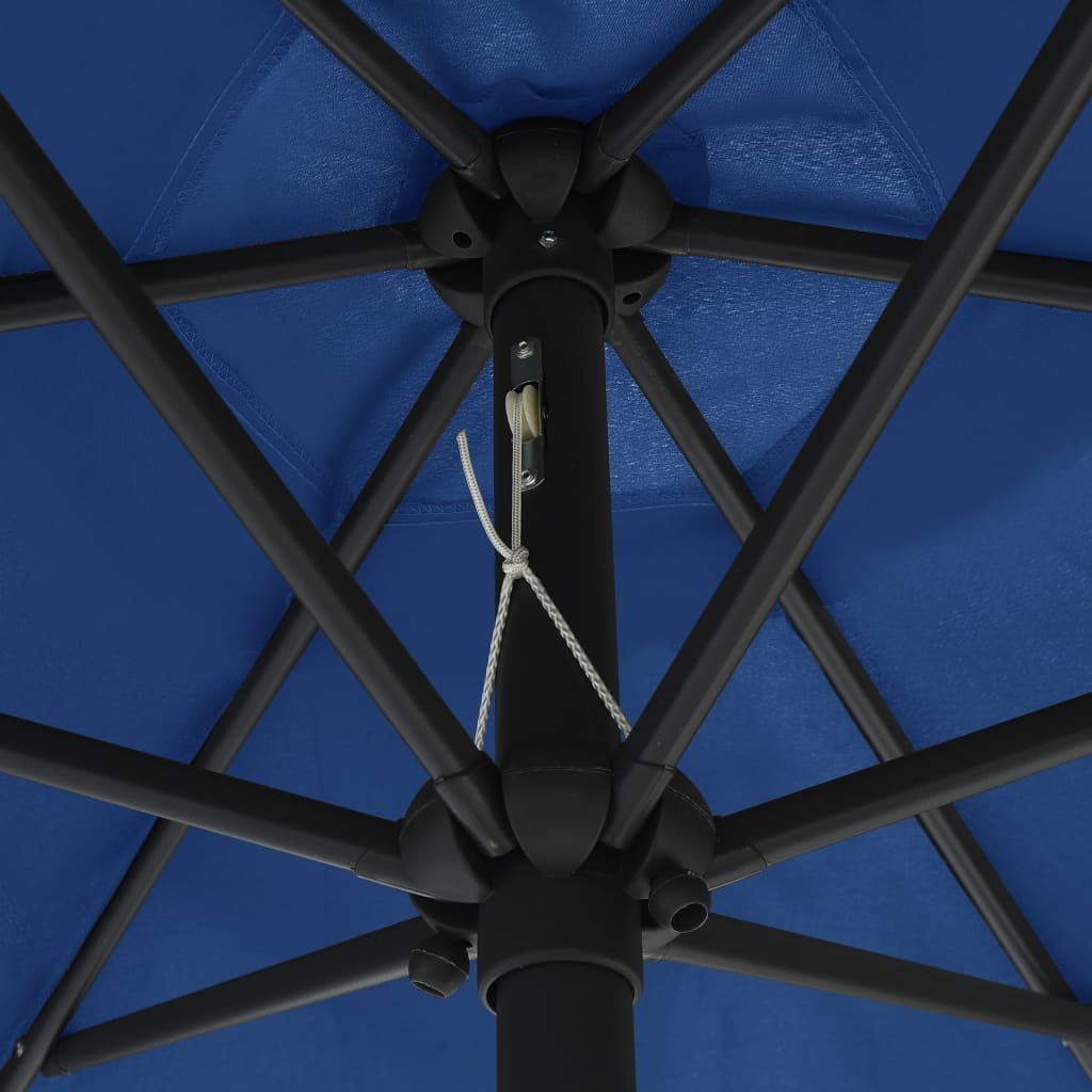 vidaXL udendørs parasol med aluminiumsstang 270x246 cm azurblå