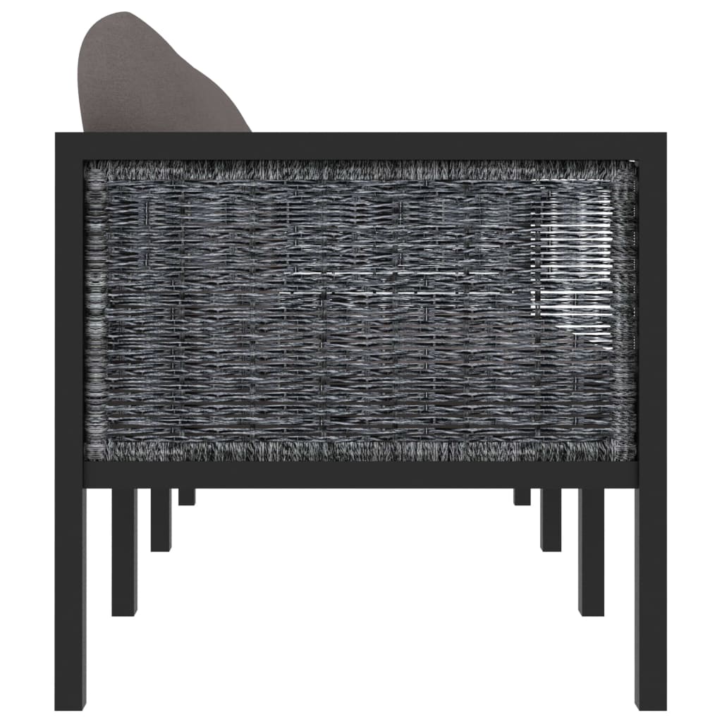 vidaXL 3-personers sofa med hynder polyrattan antracitgrå