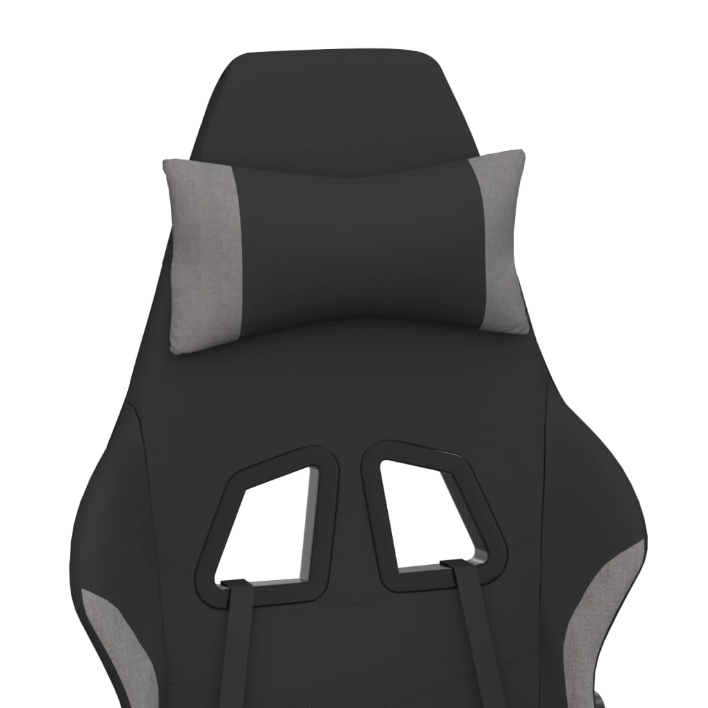 vidaXL gamingstol med fodstøtte stof sort og lysegrå