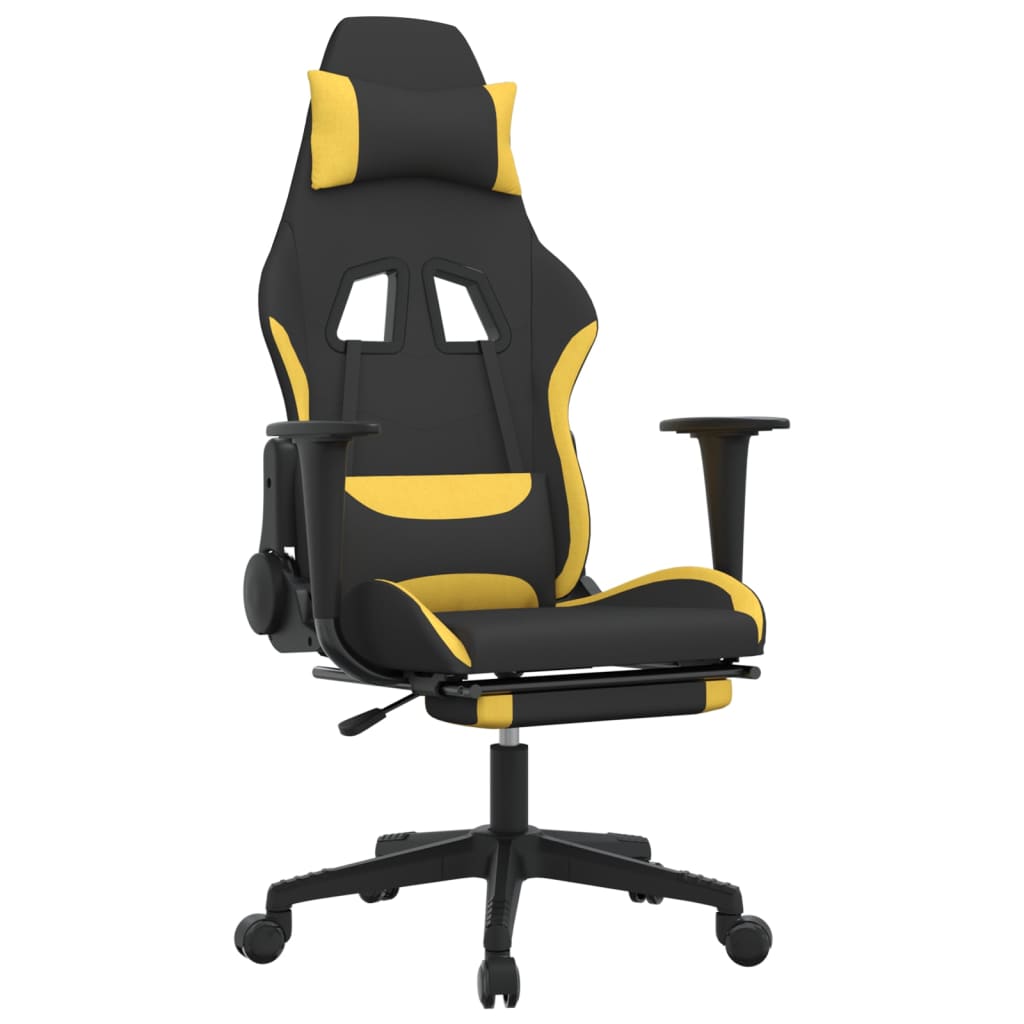 vidaXL gamingstol med massagefunktion + fodstøtte stof sort og gul