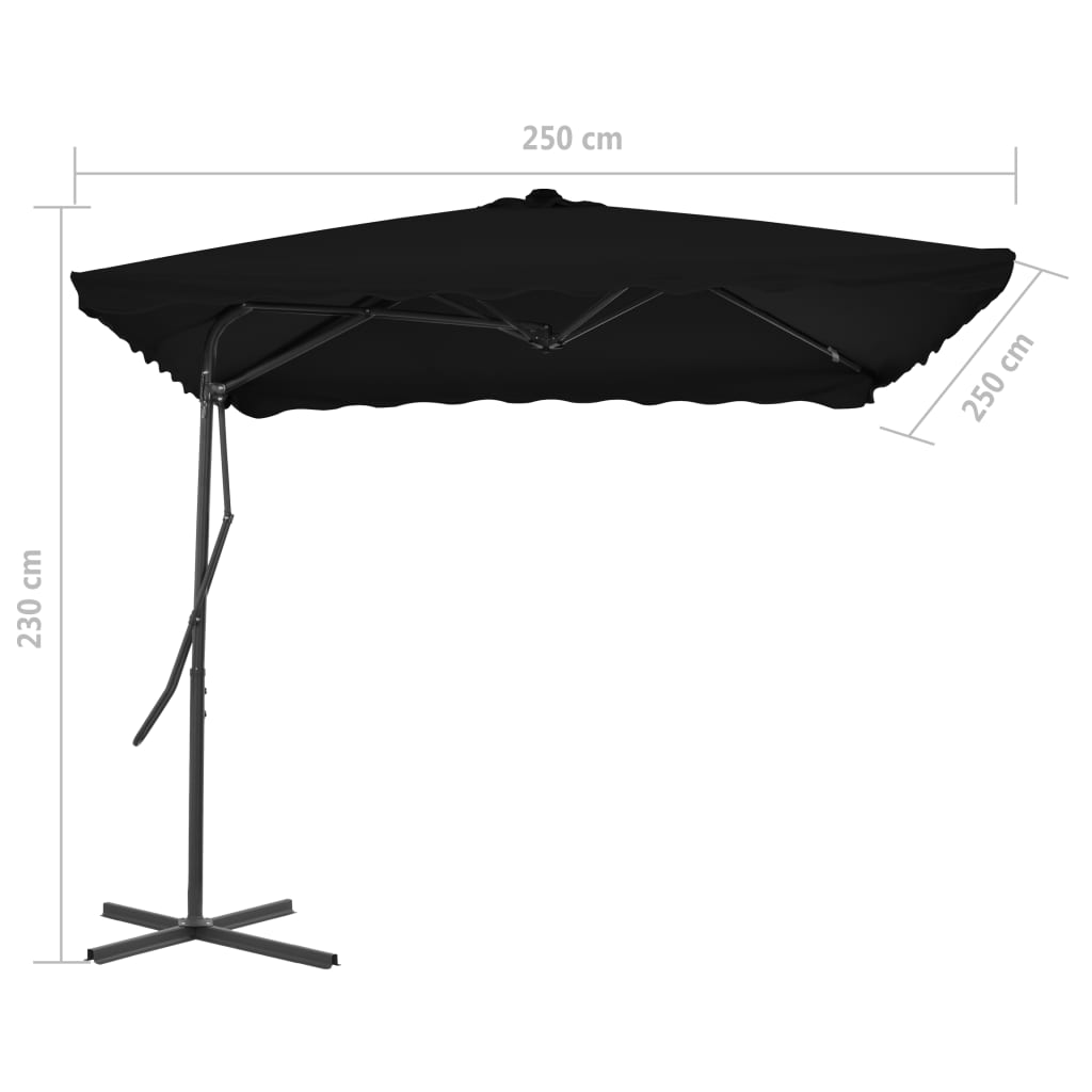 vidaXL parasol med stålstang 250x250x230 cm sort