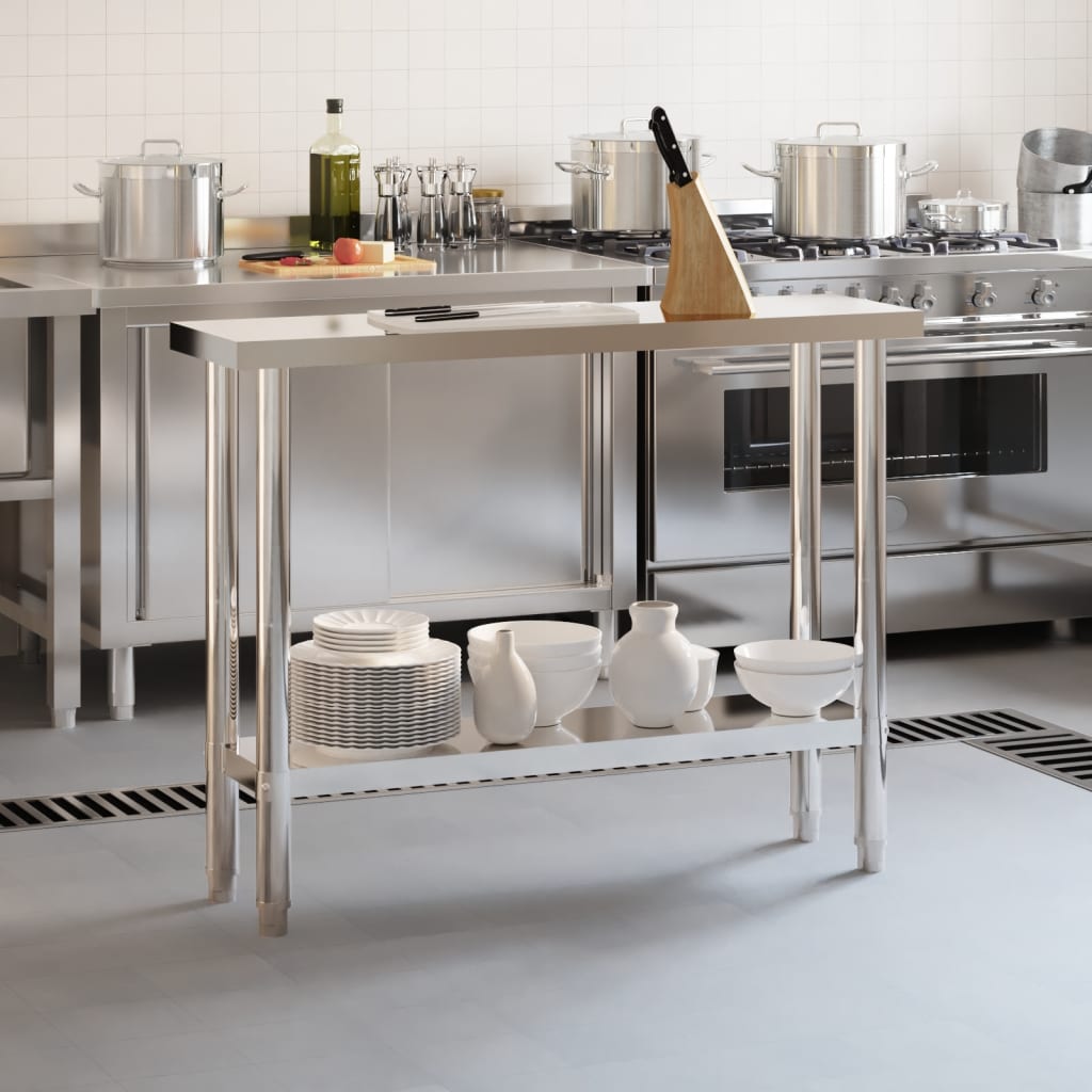 vidaXL arbejdsbord til køkken 110x30x85 cm rustfrit stål