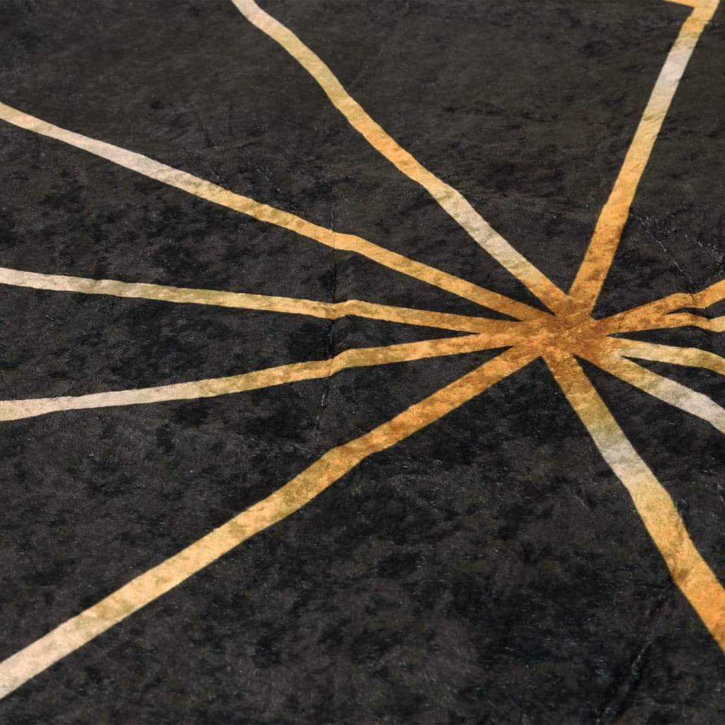vidaXL gulvtæppe 80x150 cm vaskbart og skridsikkert sort + guldfarvet