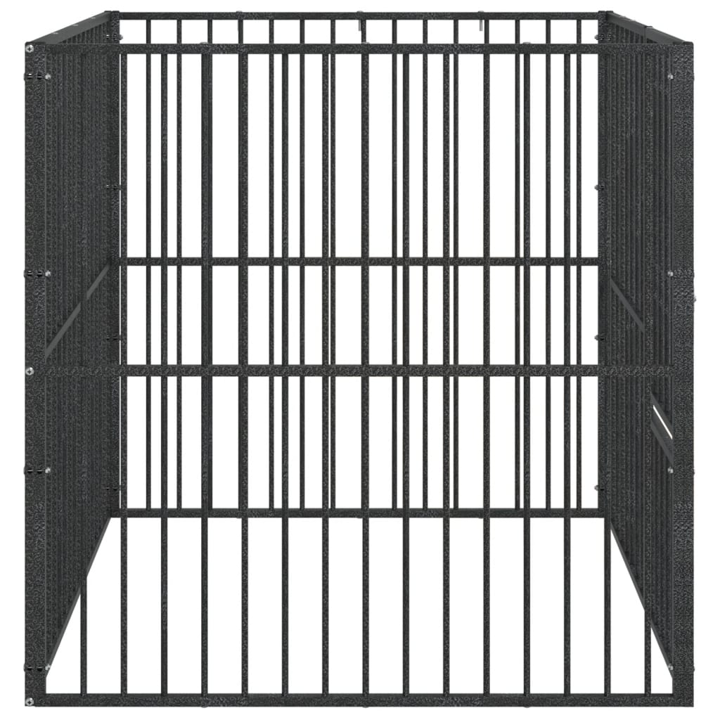 vidaXL hundegård 4 paneler galvaniseret stål sort