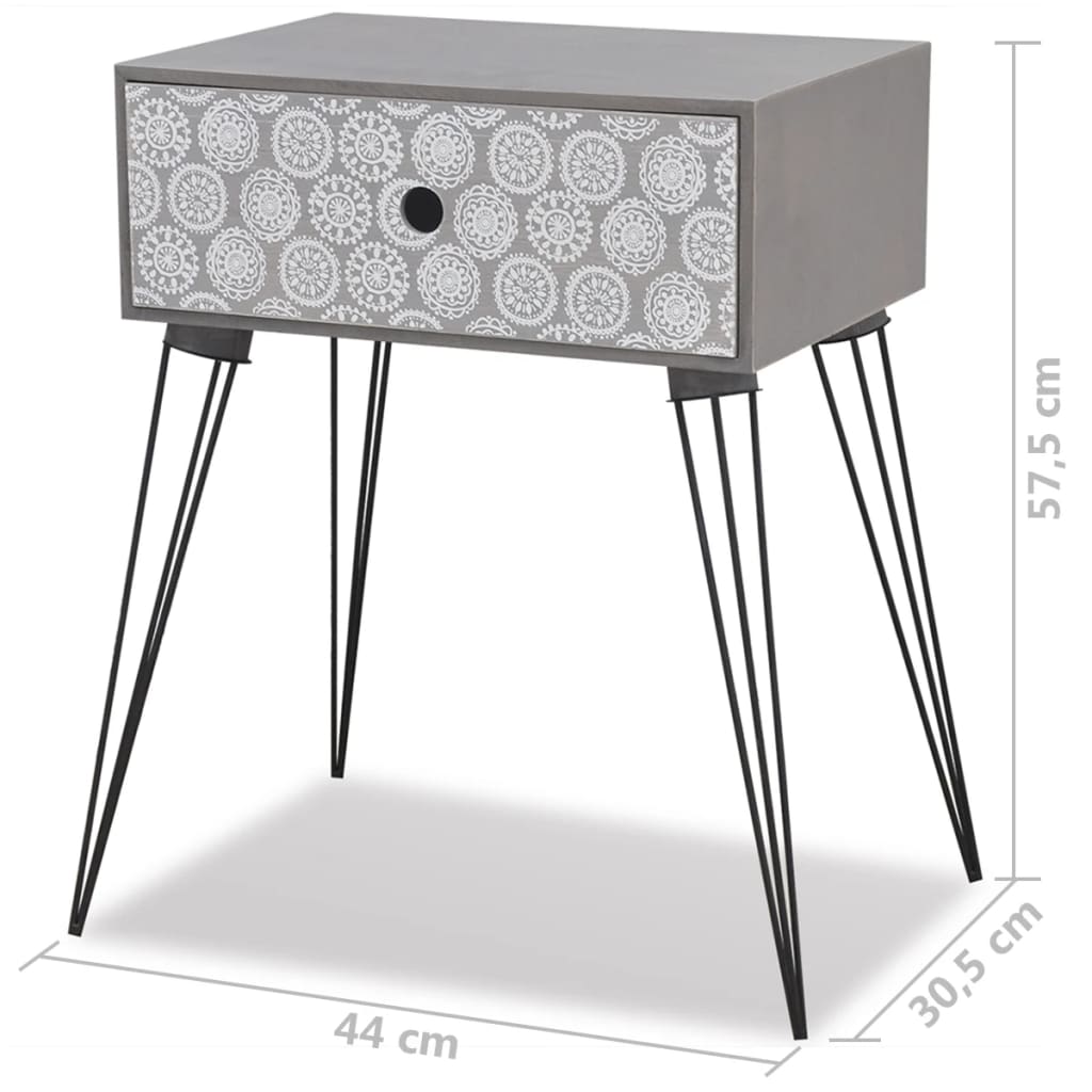 vidaXL natborde med skuffe 2 stk. grå