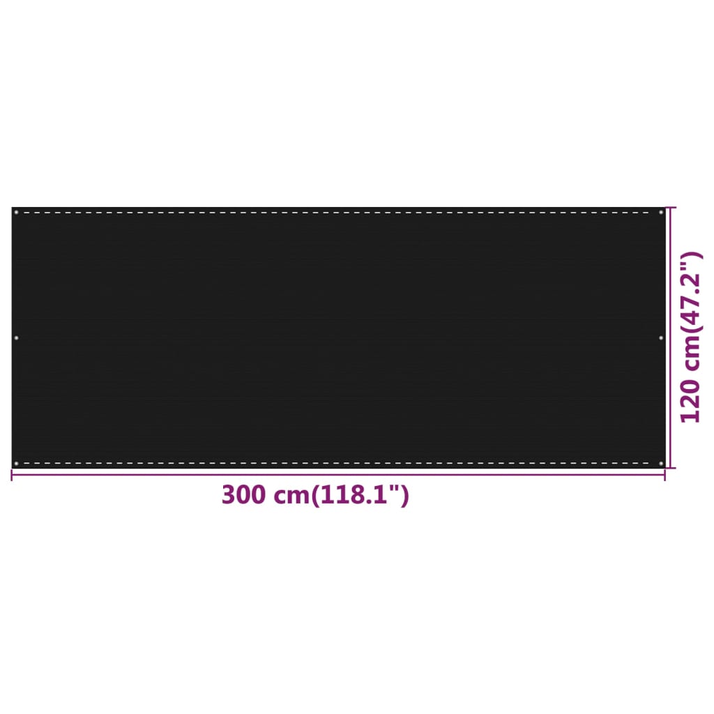 vidaXL altanafskærmning 120x300 cm HDPE sort