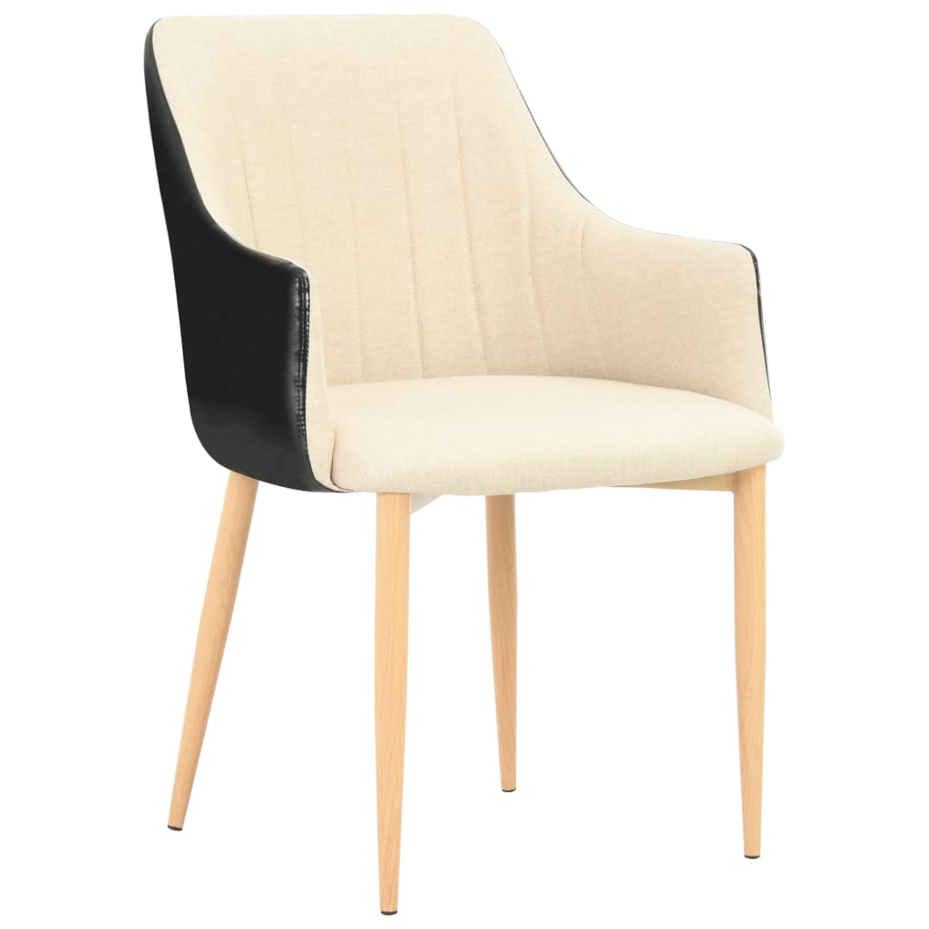 vidaXL spisebordsstole 2 stk. stof sort og cremefarvet