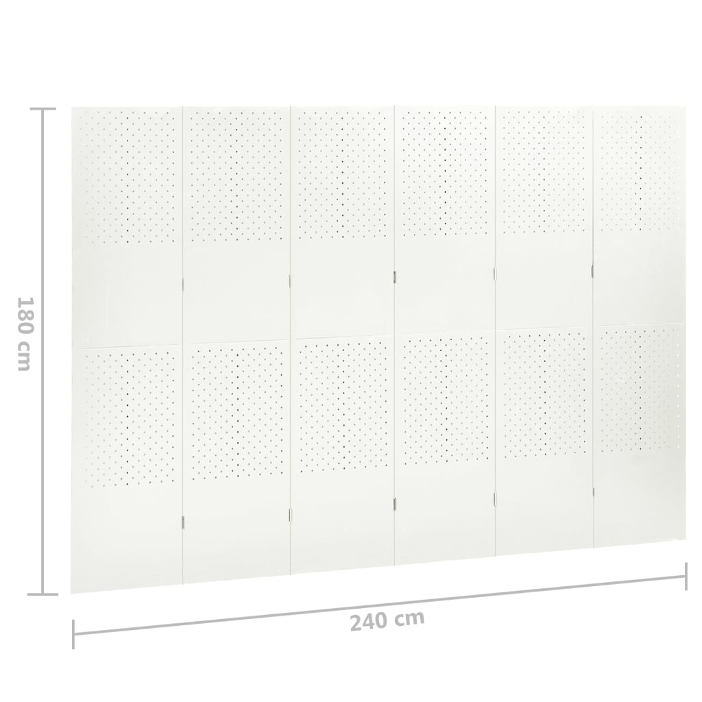 vidaXL 6-panels rumdeler 240x180 cm stål hvid